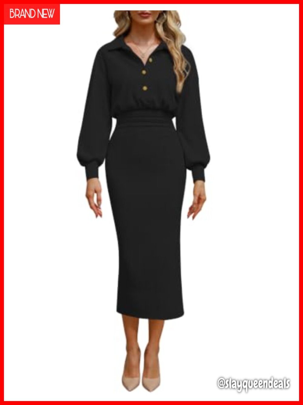 BISUAL Sweater Dress Women Bodycon Knit Midi Long Sleeve Ruched Waist